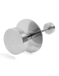 Pomo macizo en acero inoxidable con base para puerta de entrada. Incluye tuerca embellecedora en acero inoxidable de 2,8 mm de d