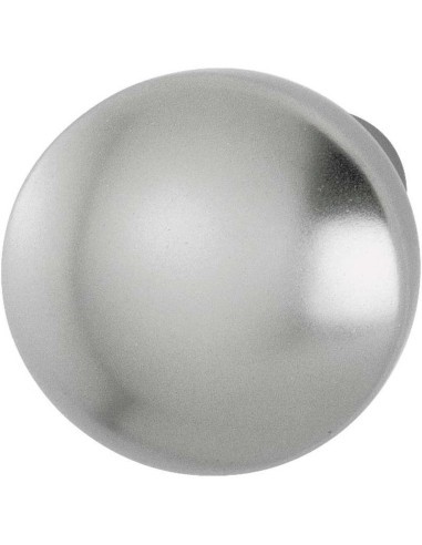 Pomo con roseta para el lado exterior de la puerta de entrada. Base en acero, fijación unilateral no visible, tornillos multiuso