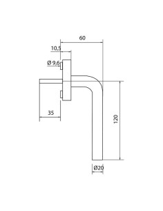 Cremona multipunto de 4 posiciones con enclavamiento a 90º. Cuadradillo de 7 x 35 mm. Realizada en acero inoxidable AISI 304. In 2