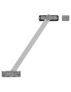 Bisagra compás para limitar la apertura en ventanas abatibles, practicables y oscilobatientes. Realizadas en aluminio extrusiona