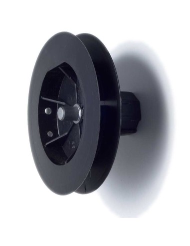 Disco de plástico de 140 mm de diámetro con espiga de 12 mm, para eje de 42 mm y para cinta de 20 mm.