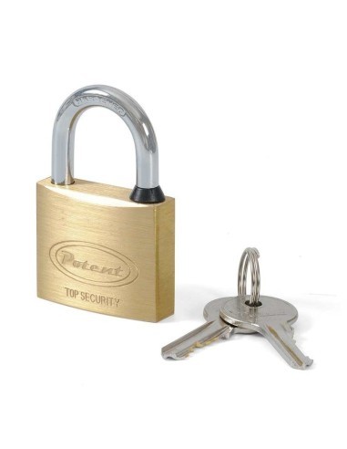 Cuerpo en latón macizo con bordes redondeados. Arco en acero cementado cromado con doblemuelle con rotación a 360º y arandela d