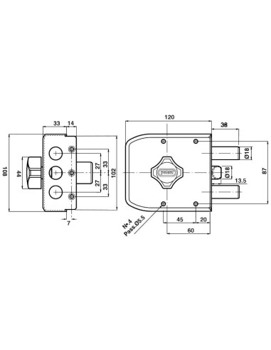 - Caja compacta. 
- Cilindro acorazado con protección antitaladro y antiganzúa.
- 170.000 combinaciones con pitones antitaladro
