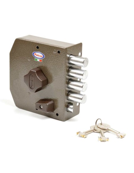 - Cilindro acorazado con protección antitaladro y antiganzúa. 
- 170.000 combinaciones con pitones adicionales antitaladro. 
- C