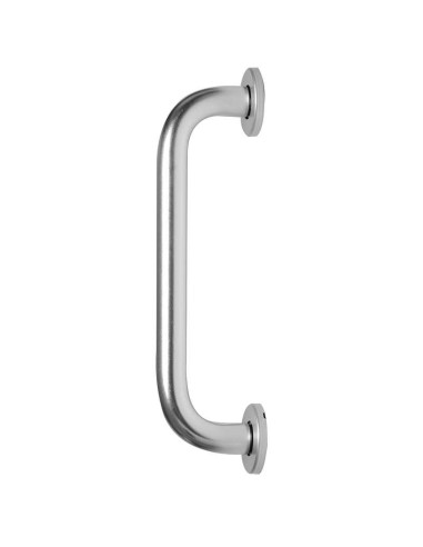 Tirador de aluminio macizo con barra de 22 mm de diámetro. La distancia entre centros es de 236 mm. Se fija mediante rosetas de