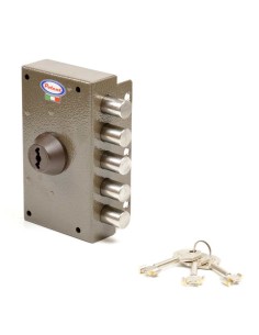 - Caja estrecha. 
- Cilindro acorazado con protección antitaladro y antiganzúa. 
- 170.000 combinaciones con pitones antitaladro