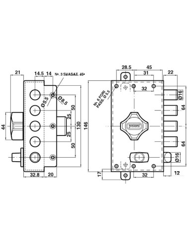 Caja estrecha. Cilindro acorazado con protección antitaladro y antiganzúa. 170.000 combinaciones con pitones
antitaladro adicion