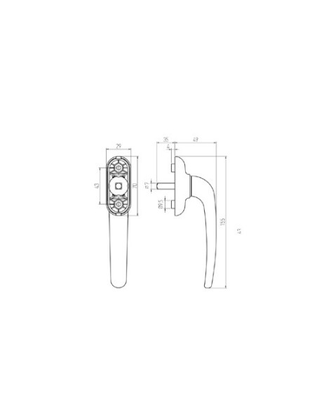 Cremona multipunto con 4 posiciones de enclavamiento a 90º para corredera y para oscilobatiente con cuadradillo de 7 x 35 mm. Re
