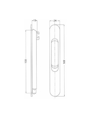 Cierre de embutir automontable que permite el cierre de las hojas correderas. El cierre permite el cruce y la superposición de l