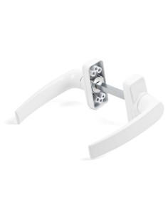 Manilla ambidiestra con muelle de recuperación. Lleva cuadradillo de 8 x 100 mm y puede instalarse en puertas de hasta 70 mm de 