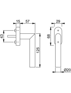 Manilla para ventana oscilobatiente verificado según norma DIN EN 13126-3 23/180-0150/03/C1. Posición de enclavamiento 90º, la r 2