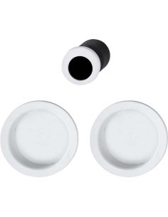 Juego de uñeros en aluminio para puertas correderas, con fijación no visible y dedal para fijar con silicona o adhesivo. Utiliza 2