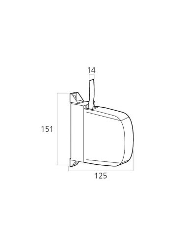 Recogedor de superficie abatible. Se suministra con cinta de 14 mm de ancho de color marrón. Se fija a la pared mediante tornill
