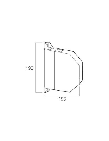 Recogedor de superficie abatible para cinta de 22 mm de ancho. El recogedor se compone de 2 partes: las aletas de los extremos q