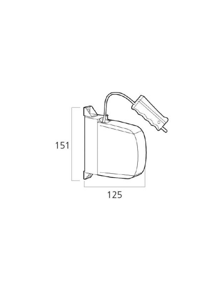 Recogedor de superficie abatible con cordón y empuñadura. Se fija a la pared mediante 2 tornillos a través de las aletas de los 