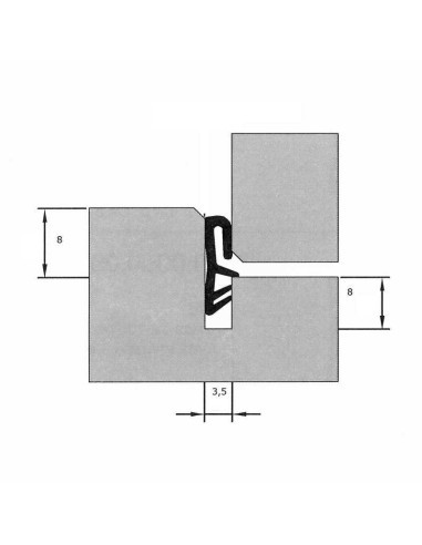 Junta autoextinguible de PVC flexible realizada en TPE (caucho termoplástico). Para regata de 4 x 8 mm.