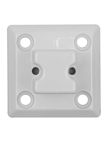 Base para pie de barandilla en aluminio inyectado. Disponible en lacado blanco y negro. Se recomienda instalarlo con el embellec