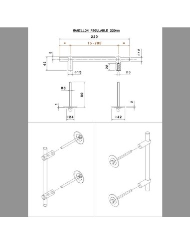 Tirador inoxidable regulable