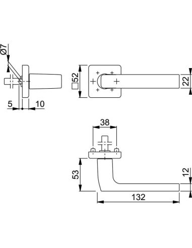 Juego de manillas con roseta para puertas interiores verificado según norma DIN EN 1906:37-0140A. Base de nylon, muelle de recup