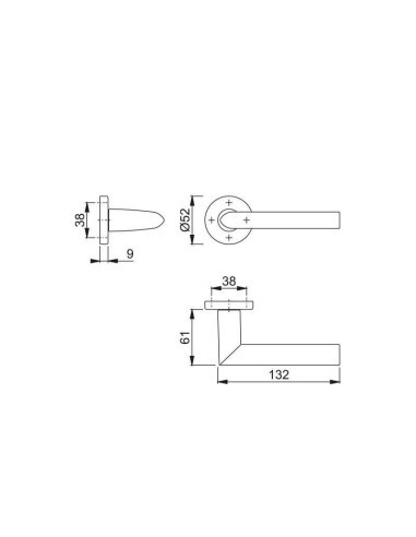 Juego de manillas con roseta para puertas interiores verificado según norma DIN EN 1906:37-0140A. Base de nylon, muelle de recup