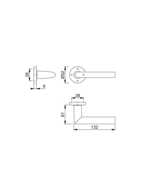 Juego de manillas con roseta para puertas interiores verificado según norma DIN EN 1906:37-0140A. Base de nylon, muelle de recup