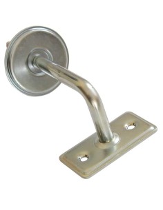 Soporte pasamanos para barandilla realizada en acero pintado con pintura poliester negra. Tiene una base redonda embellcedora de