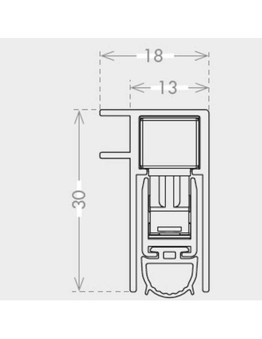 Burlete automático para puerta corredera. Incluye un guiapuertas de suelo y bloqueo magnético de la puerta gracias a un juego de