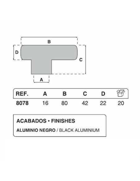 Pomo para mueble o armario realizado en aluminio lacado negro. Tiene una altura de 28 mm y un diámetro de 22 mm.