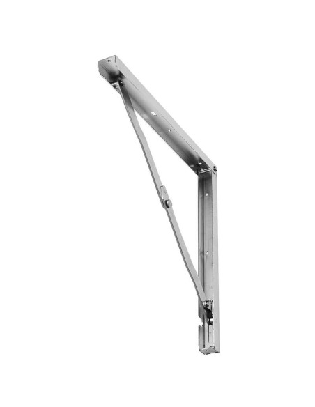 Escuadra plegable ligera. Realizada en acero niquelado y cromado secado al horno. La capacidad de carga de 2 escuadras es de 45 