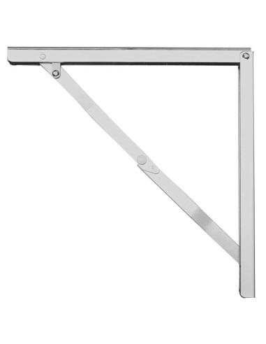 Escuadra plegable ligera. Realizada en acero niquelado y cromado secado al horno. La capacidad de carga de 2 escuadras es de 45