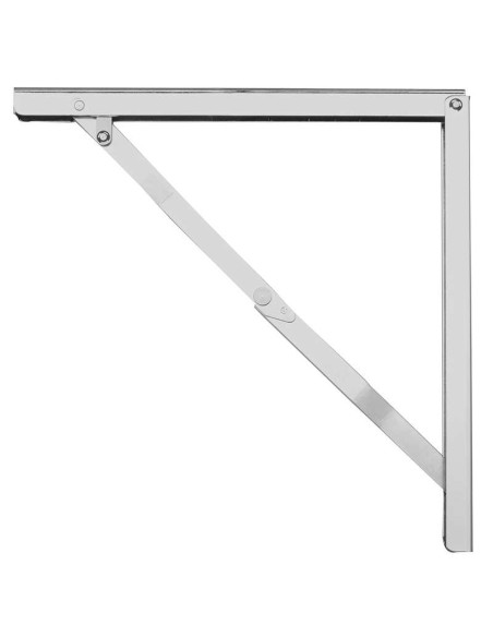 Escuadra plegable ligera. Realizada en acero niquelado y cromado secado al horno. La capacidad de carga de 2 escuadras es de 45 