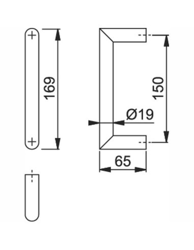 Manillón en acero inoxidable AISI 304 para puerta interior o de entrada. También puede ponerse en puertas de armario. Diseño ate