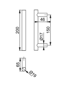 Manillón en acero inoxidable AISI 304 para puerta interior o de entrada. También puede ponerse en puertas de armario. Diseño ate