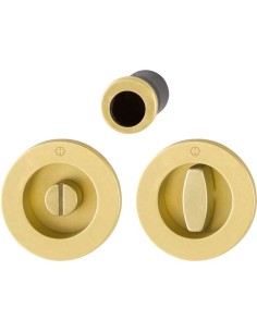 Kit para puerta corredera fabricado en latón, de 68 mm de diámetro con base de nylon de 55 mm entre centros, con condena y desbl